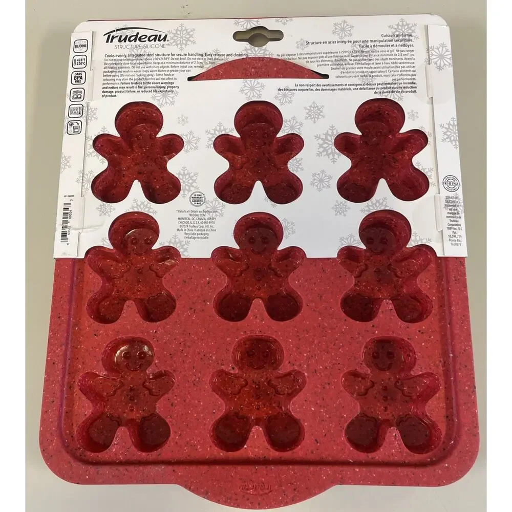 Trudeau Silicone Christmas Gingerbread Man 9 ct. Mold Pan BPA free NEW